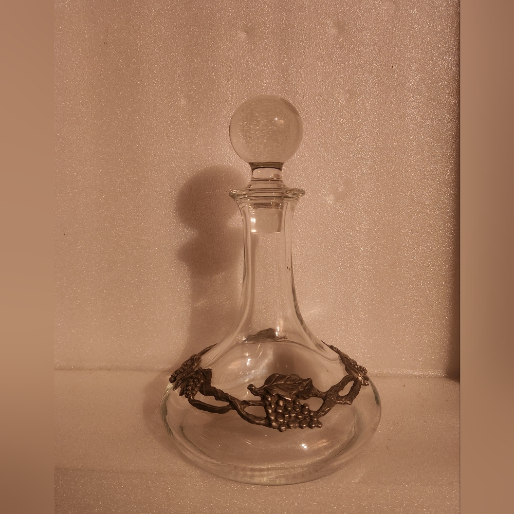 Glass and tin decanting carafe